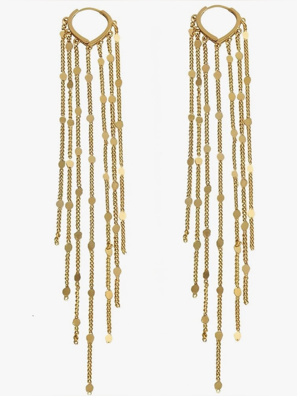 Stunning Neiman Marcus 18KT Gold Disc Vermeil Fringe earrings
